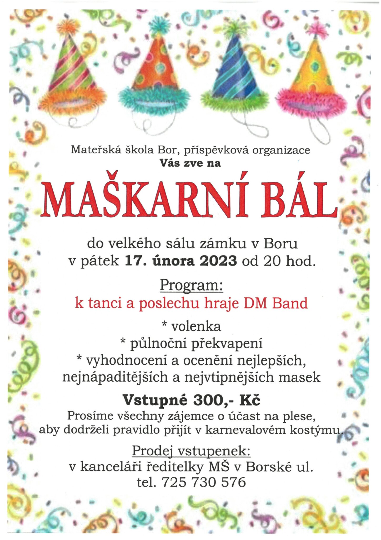 Maškarní bál MŠ Bor